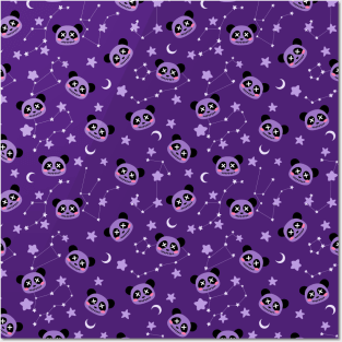 Pastel goth dark spooky panda and stars Posters and Art